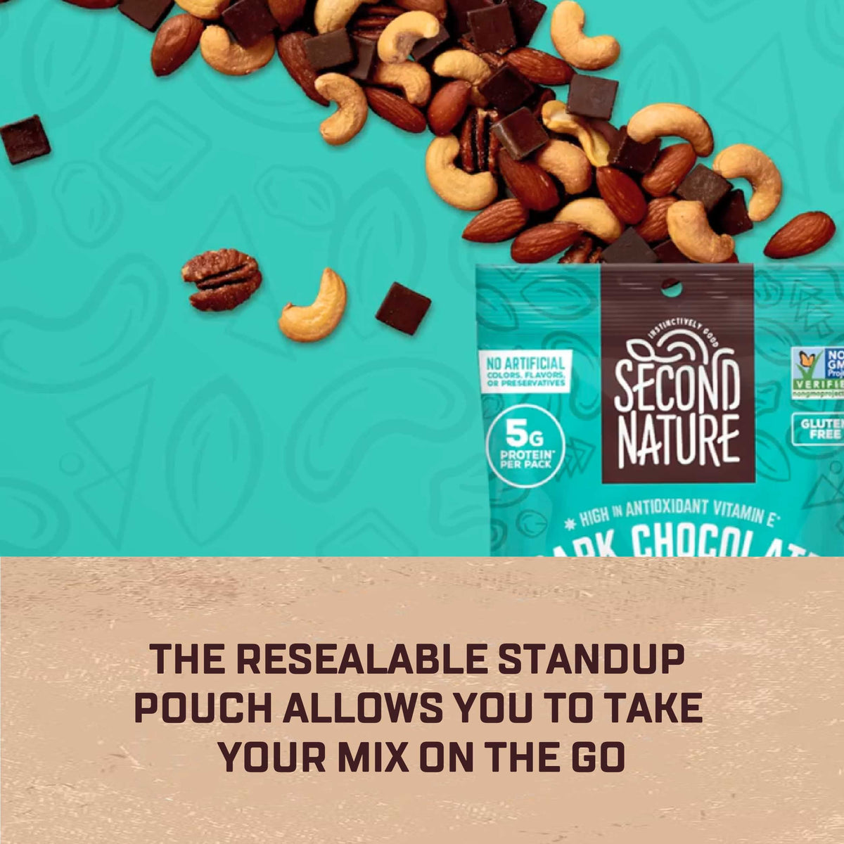Second Nature Dark Chocolate Medley Trail Mix – 26 oz Resealable Pouch, Gluten-Free & Non-GMO