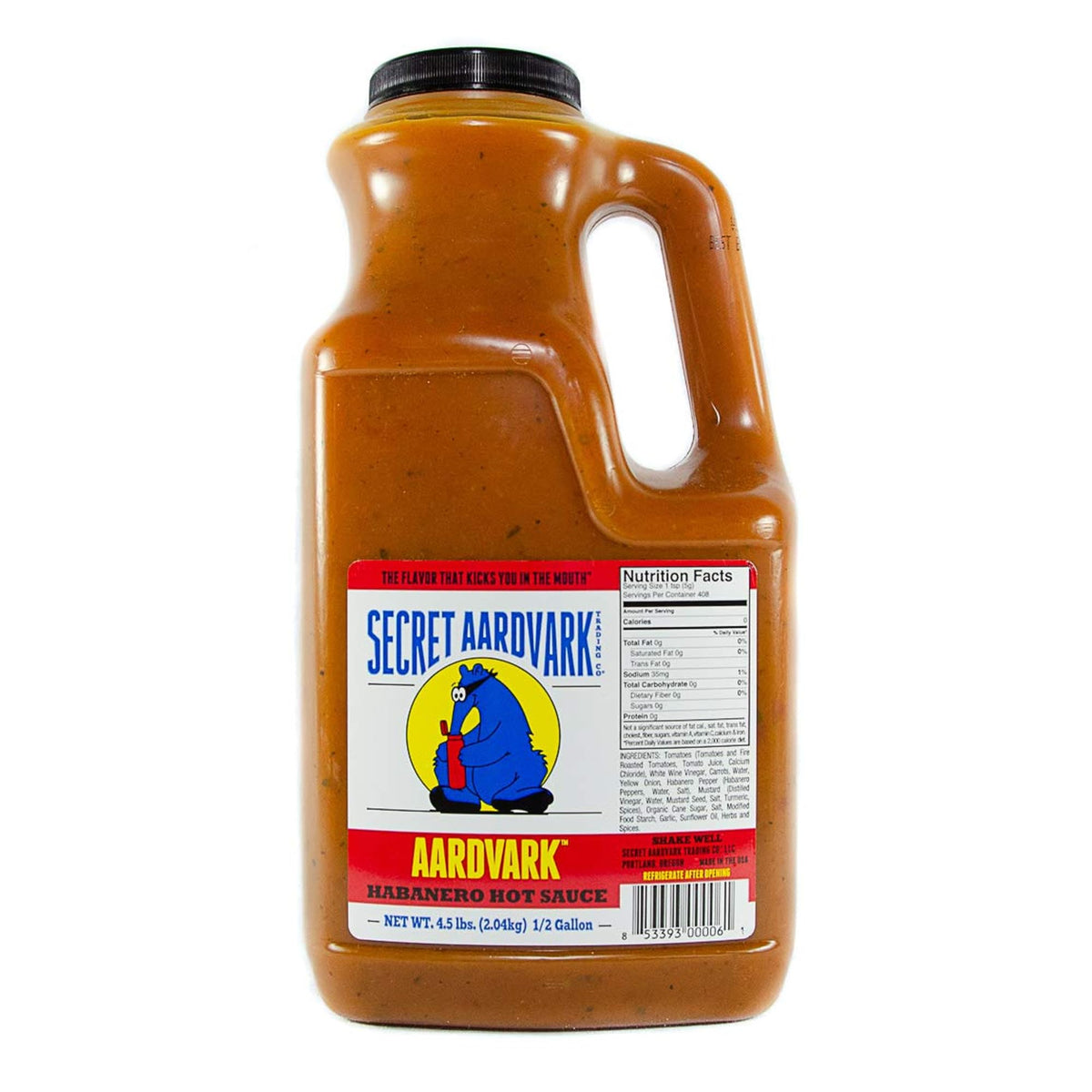 Secret Aardvark Habanero Hot Sauce – Medium Spiced, 64 oz, Non-GMO, Low Sugar, Low Carb