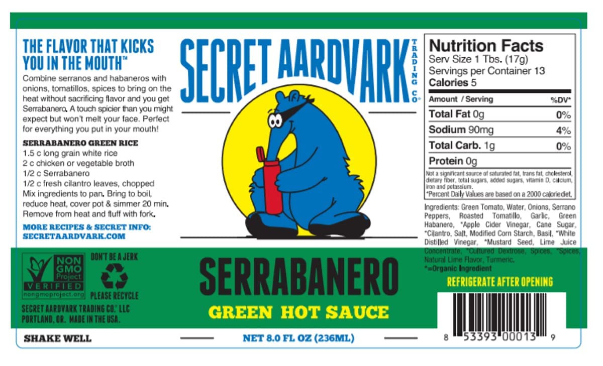 Secret Aardvark Hot Sauce Variety Pack – 3 Sauces (Smoky Chipotle, Serraberano, Habanero) – 8 fl oz each – USA Made
