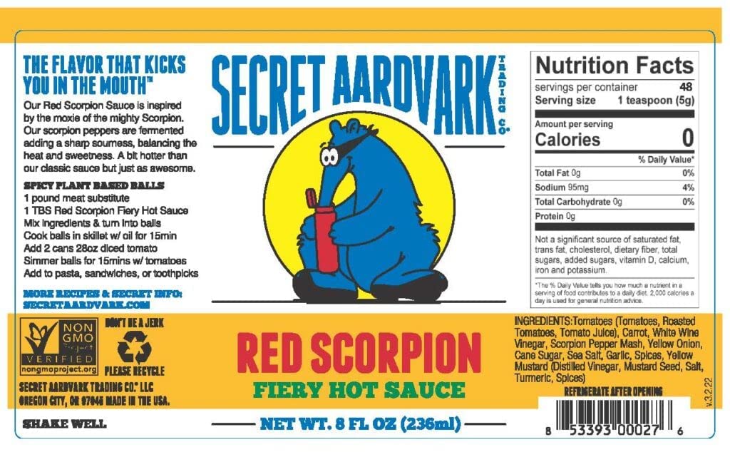 Secret Aardvark Hot Sauce Variety Pack - Smoky Chipotle, Reaper, Red Scorpion & Habanero (8 oz each) | Low Carb Gift Set