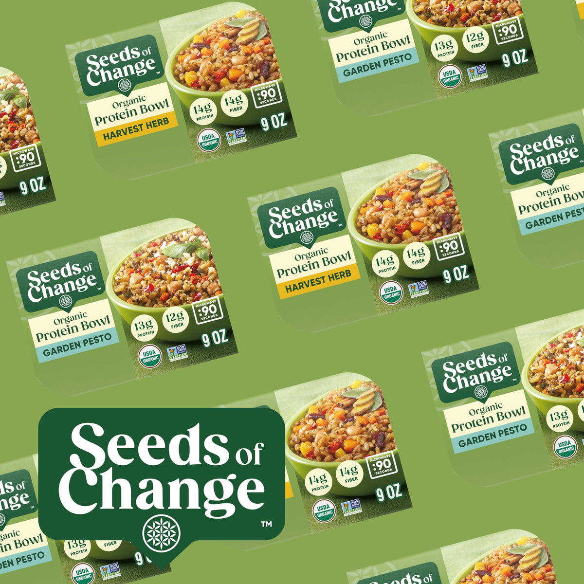 SEEDS OF CHANGE Organic High Protein Bowl Garden Pesto – Ready in 90 Seconds, 9 oz, Pack of 6
