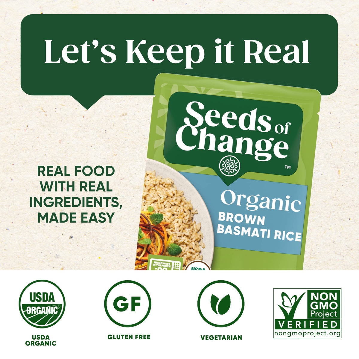 SEEDS OF CHANGE Organic Brown Basmati Rice — 8.5 oz Pouch (Pack of 12)