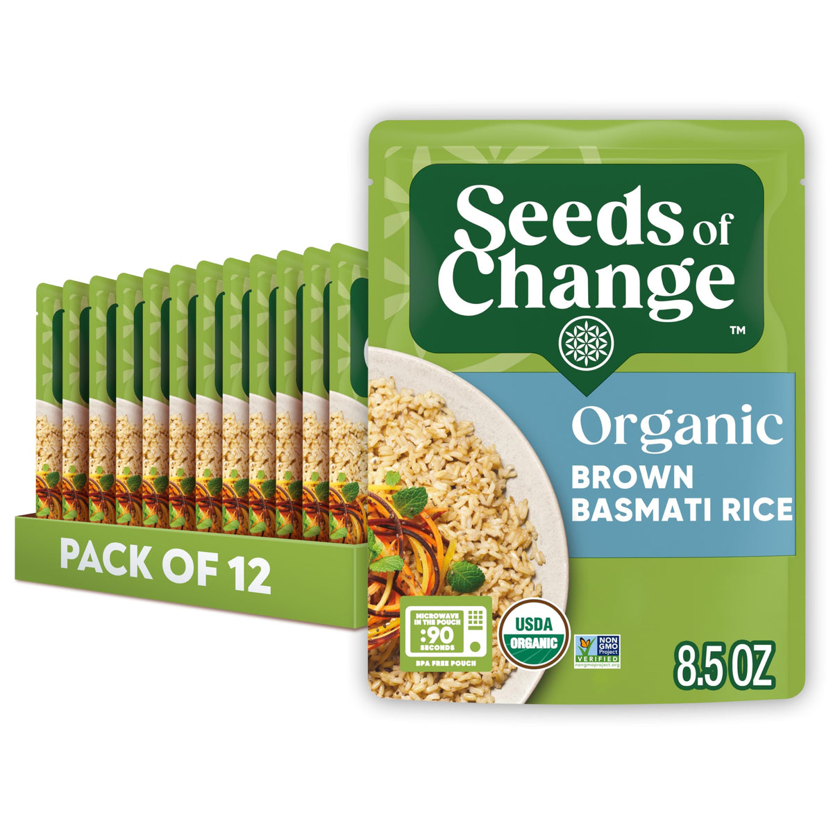 SEEDS OF CHANGE Organic Brown Basmati Rice — 8.5 oz Pouch (Pack of 12)