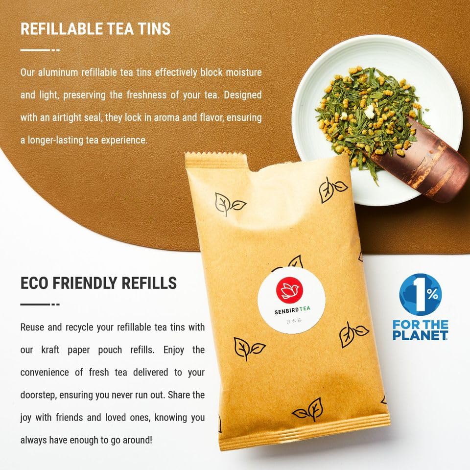 Senbird Premium Genmaicha with Matcha - Kyoto Japanese Green Tea in Airtight Tin (3.5oz/100g)