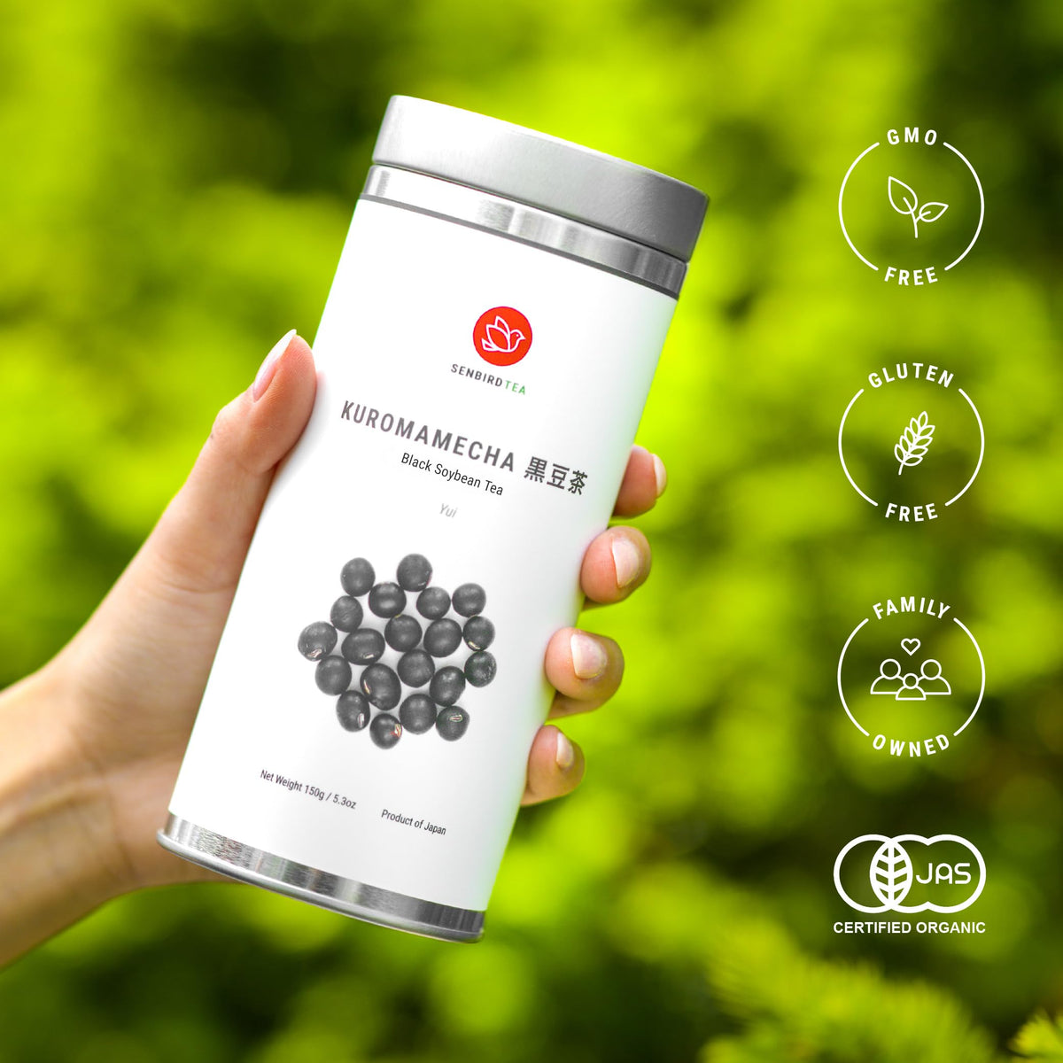 Senbird Premium Kuromamecha – Japanese Black Soybean Tea from Hokkaido (5.3oz Tin)