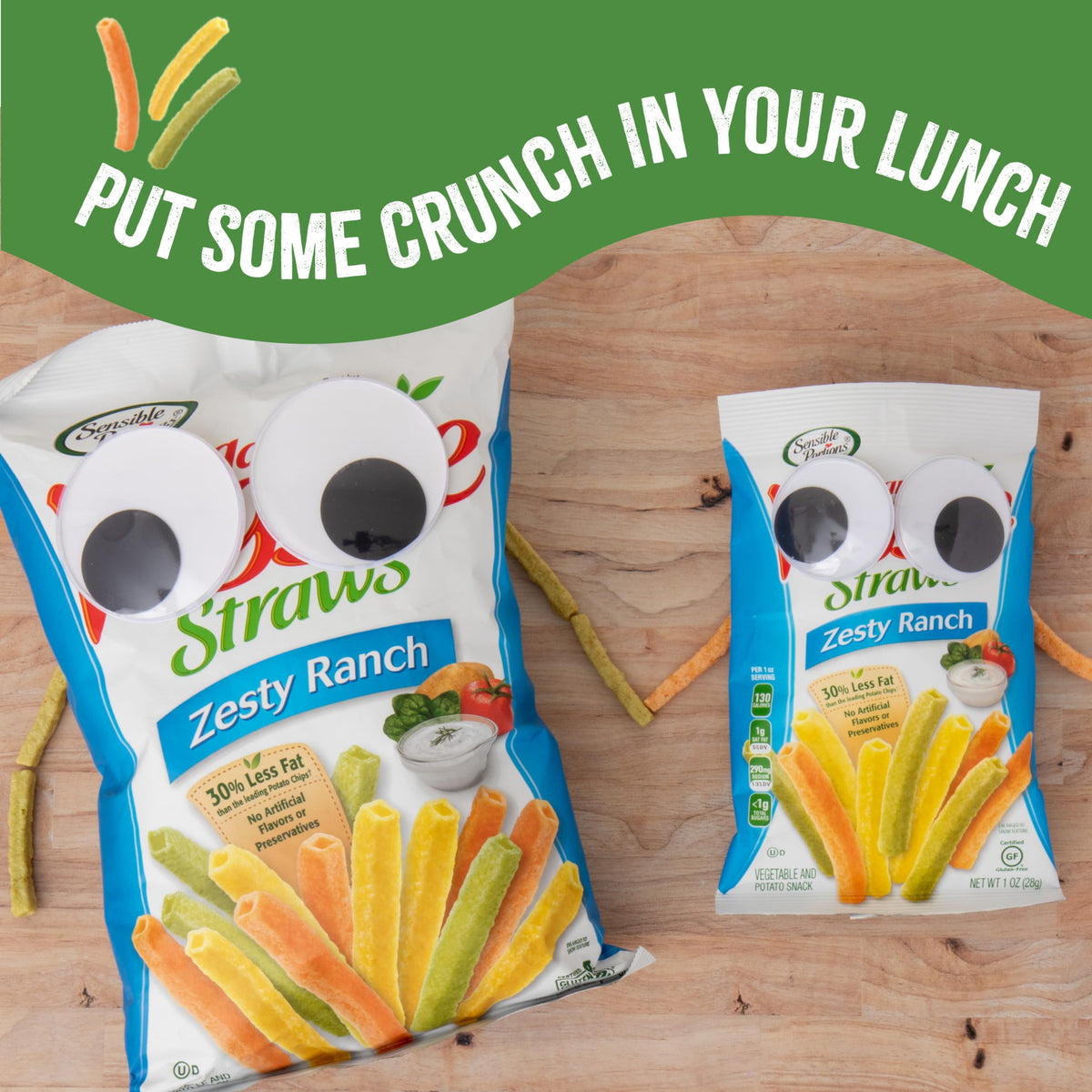 Sensible Portions Garden Veggie Snacks – Veggie Straws Variety Pack (Sea Salt & Zesty Ranch), 1 oz, 24-Pack