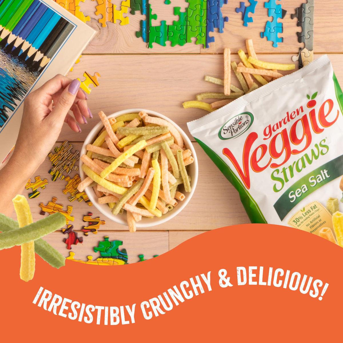 Sensible Portions Garden Veggie Snacks – Veggie Straws Variety Pack (Sea Salt & Zesty Ranch), 1 oz, 24-Pack