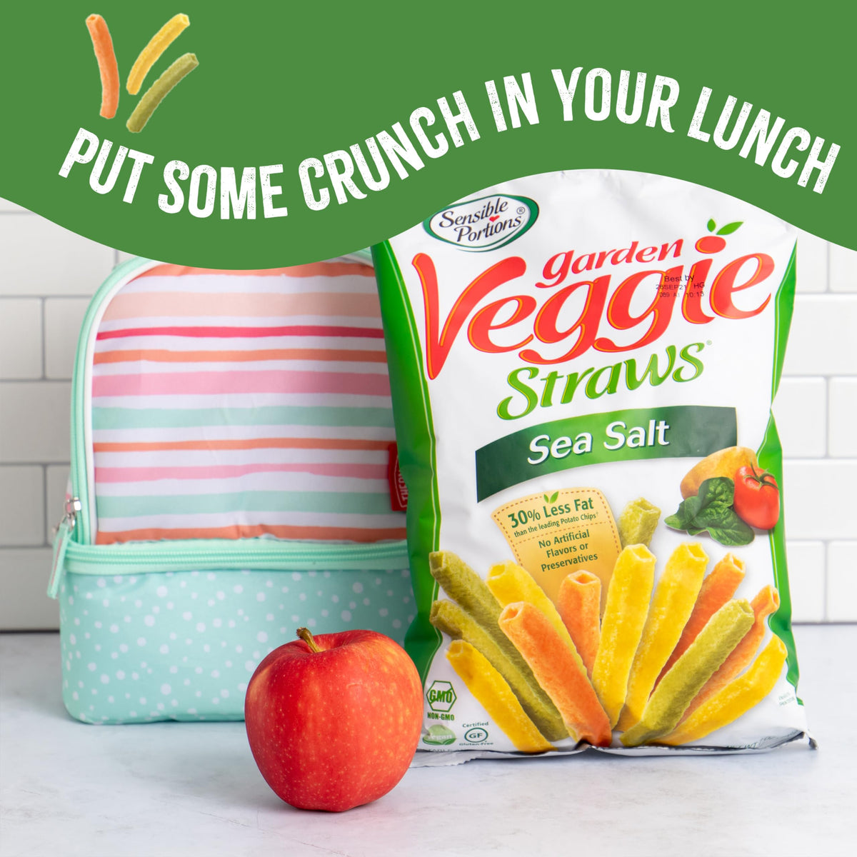 Sensible Portions Veggie Straws Sea Salt Flavor – Gluten-Free, 7 oz Bag, 12-Pack