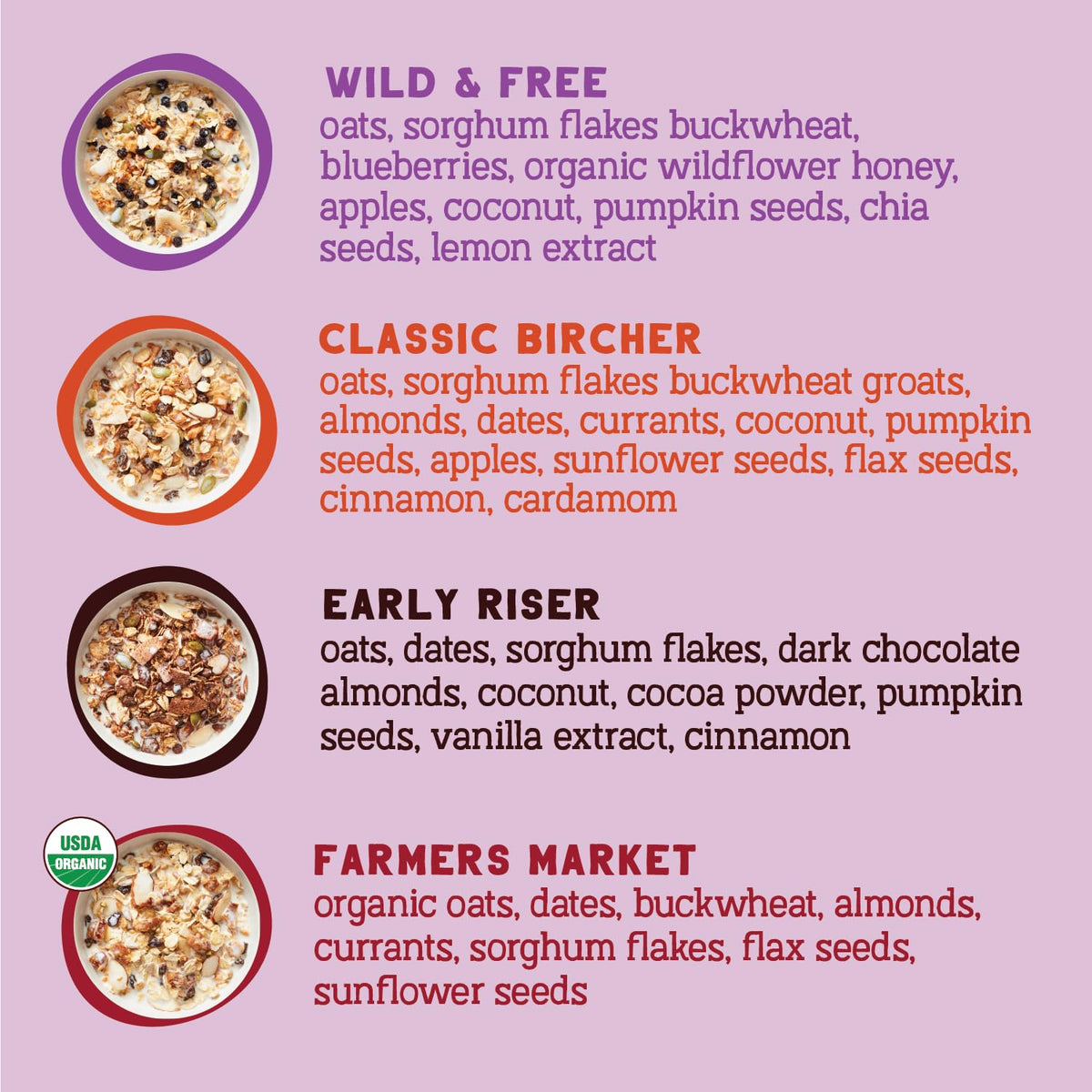 Seven Sundays Muesli Variety Pack – Gluten Free, Non-GMO, No Refined Sugar, Kosher (12 oz per bag)