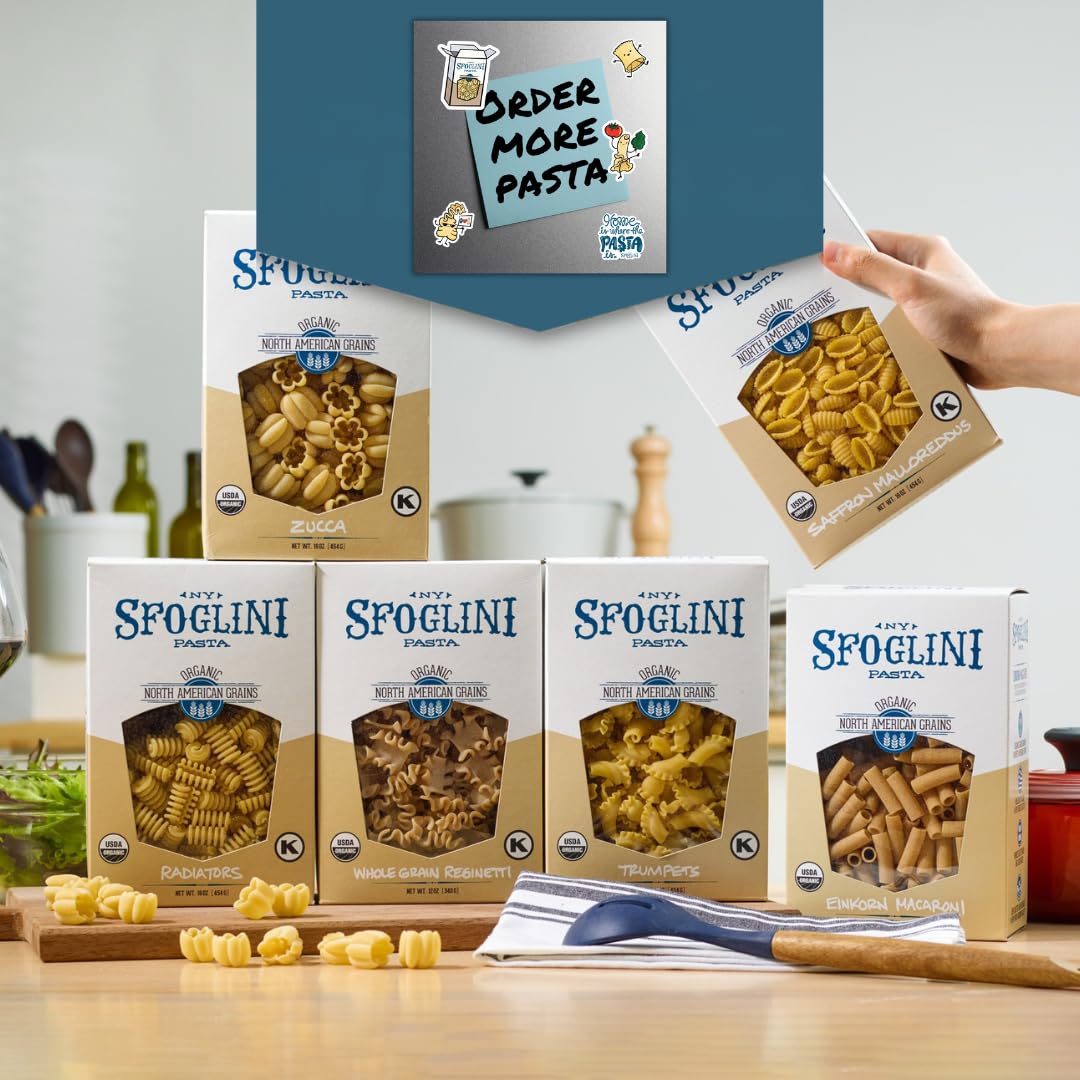 Sfoglini Trumpets Pasta (Organic Durum Semolina) – Campanelle Bell Shape, 4-Pack 16oz