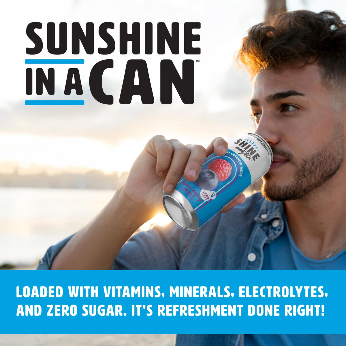 ShineWater Mixed Berry Acai Vitamin D Electrolyte Drink | Zero Sugar Hydration
