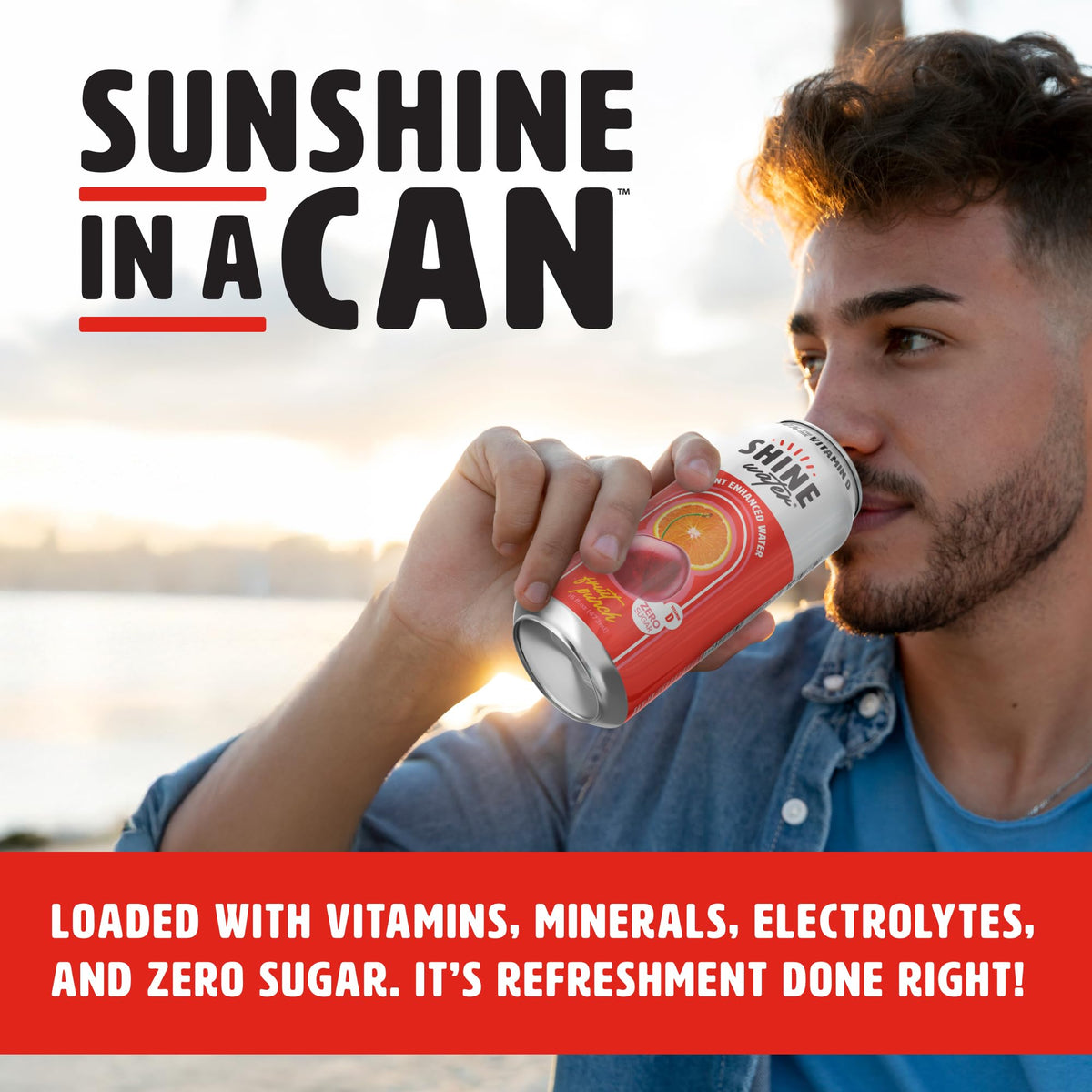 ShineWater Fruit Punch Vitamin D Electrolyte Drink – Zero Sugar, Low-Calorie Hydration 12-Pack