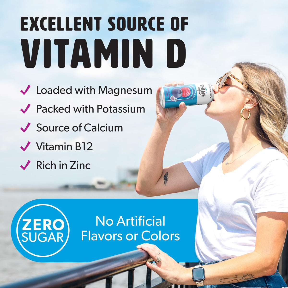 ShineWater Mixed Berry Acai Vitamin D Electrolyte Drink | Zero Sugar Hydration