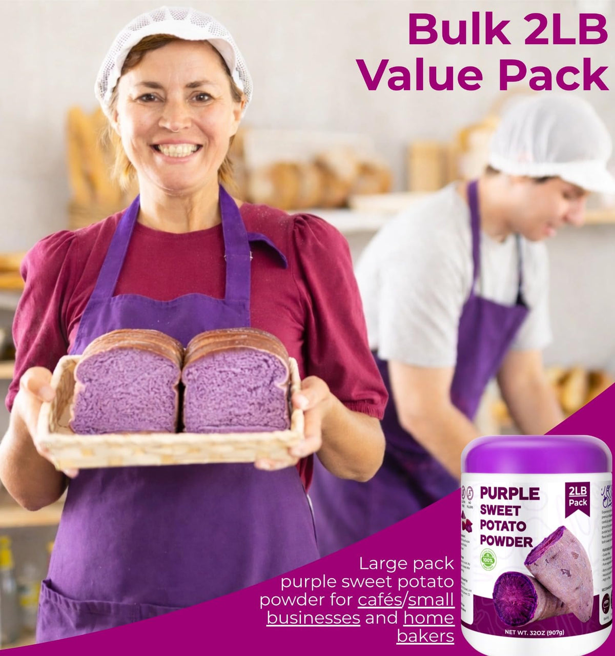 SIHASO 2LB Purple Sweet Potato Powder Bulk - 100% Natural Purple Food Coloring for Cakes Cookies Frosting & Drinks