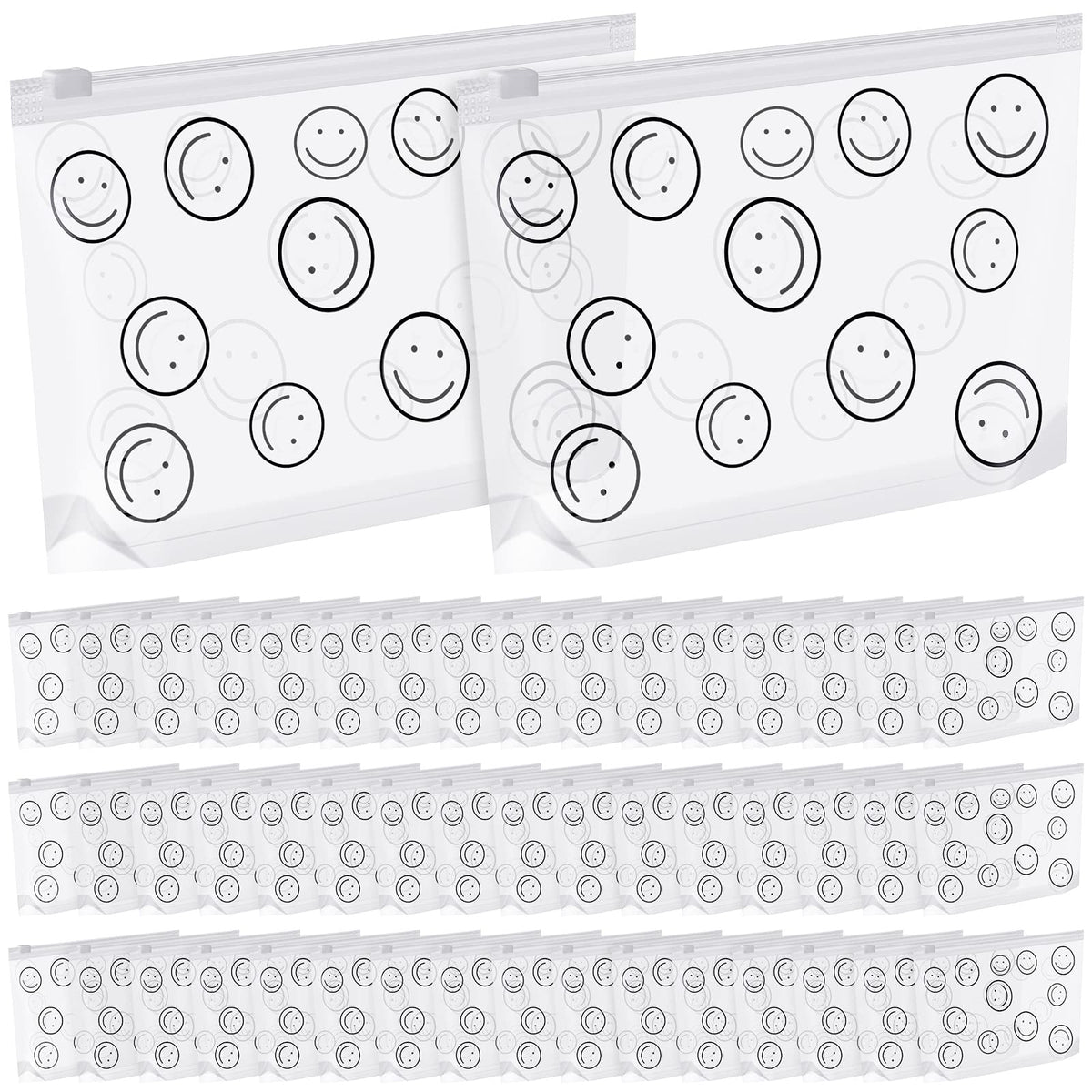 Silkfly 50 Pcs Clear Makeup Bags Bulk Cosmetic Bags with Zippers Travel Toiletry Pouch for Women Men Portable Waterproof PE Pouch Fit Airport Airline Compliant