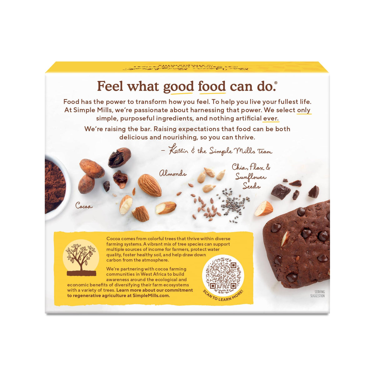 Simple Mills Soft Baked Almond Flour Bars – Chocolate Brownie, Gluten Free, Grain Free, Pack of 6