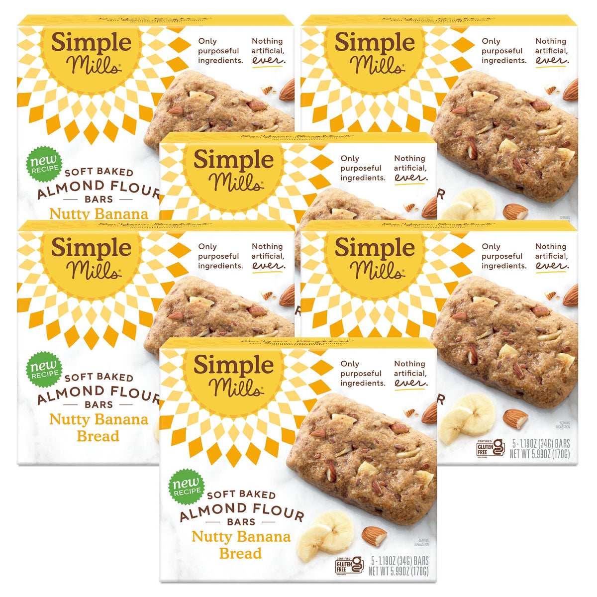 Simple Mills Almond Flour Snack Bars – Nutty Banana Bread, Gluten Free, Paleo Friendly (Pack of 6)