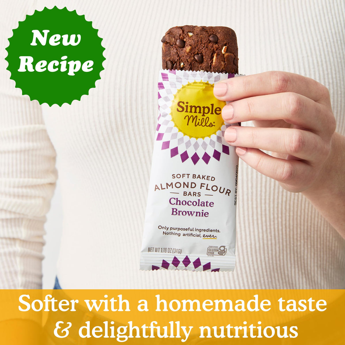 Simple Mills Soft Baked Almond Flour Bars – Chocolate Brownie, Gluten Free, Grain Free, Pack of 6