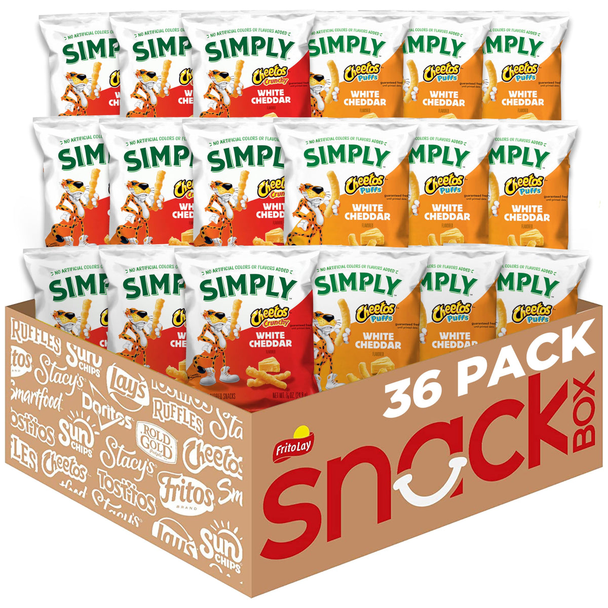 Simply Cheetos White Cheddar Puffs & Crunchy Variety Pack — 36 Bags, 0.875 oz Each