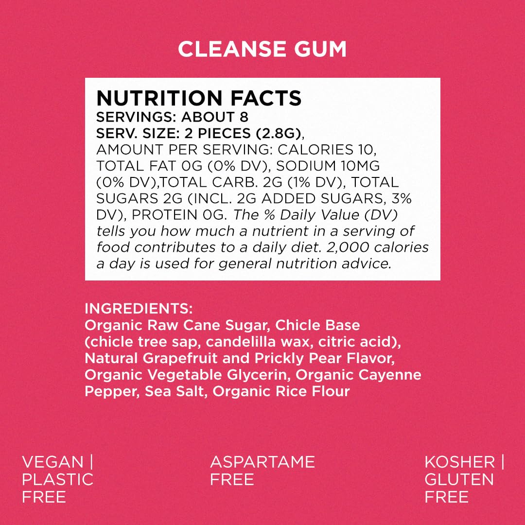 SIMPLY Gum Cleanse Grapefruit & Prickly Pear — Plastic-Free Natural Chewing Gum, 12 Pack