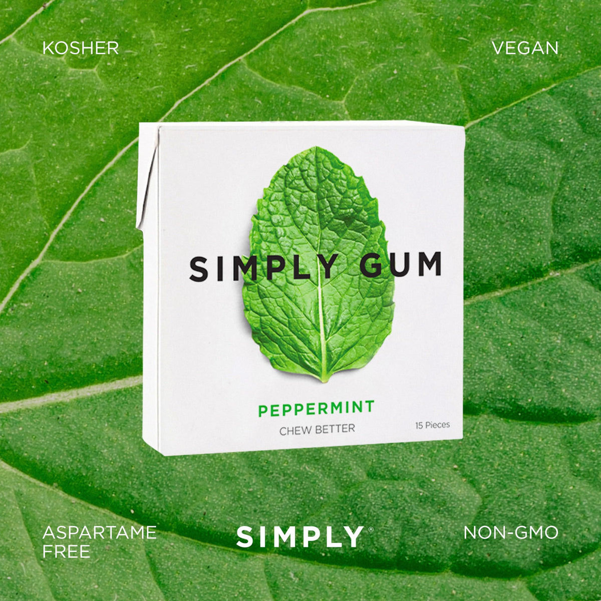 SIMPLY Gum Variety Pack (Assorted Flavors) – Plastic-Free Natural Chewing Gum, 12 Pack (180 Pieces) | Vegan, Kosher, Non-GMO, Aspartame-Free and Sorbitol-Free