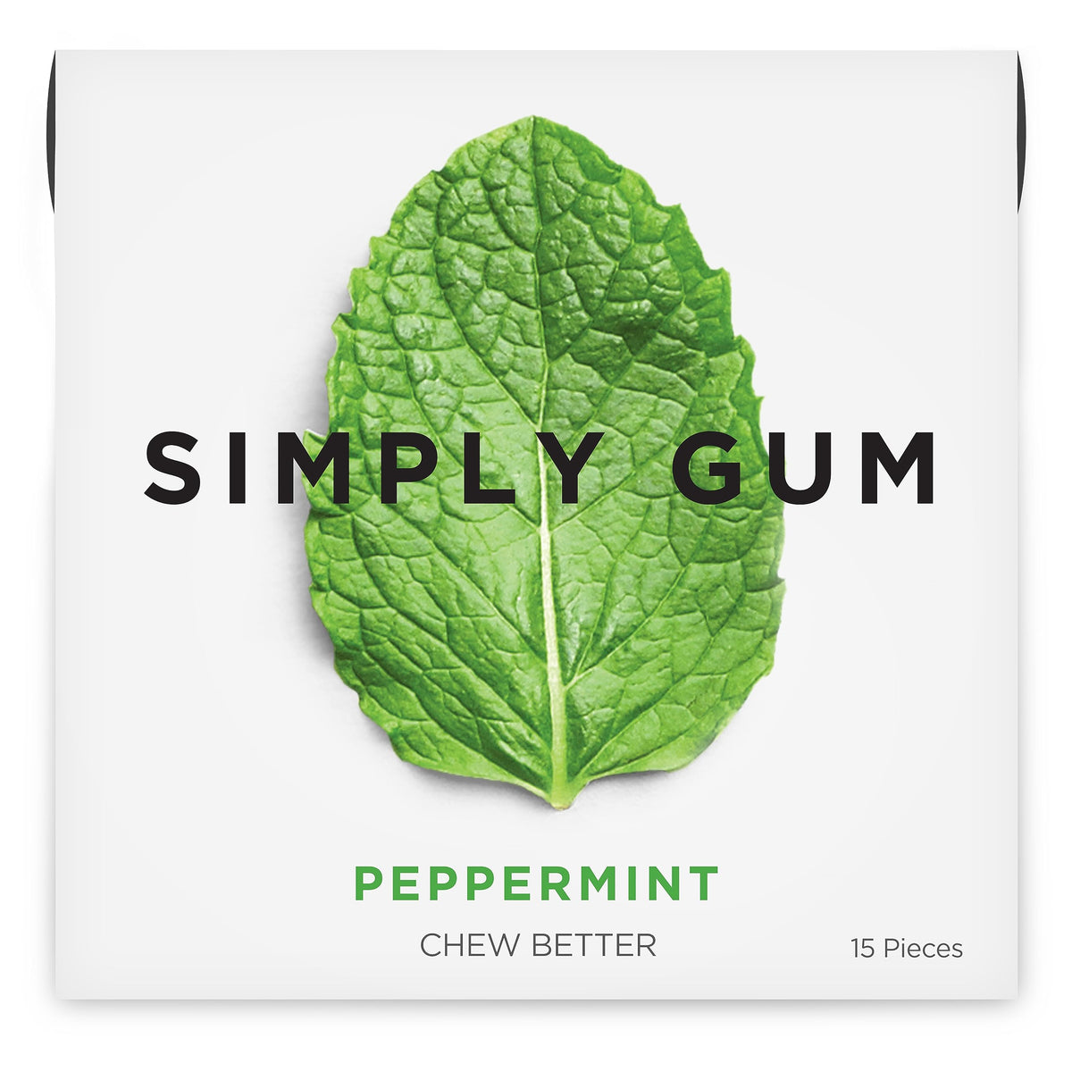 SIMPLY Gum Peppermint — Plastic-Free Natural Chewing Gum (12 Pack, 180 Pieces) | Vegan, Kosher, Non-GMO, Aspartame-Free, Sorbitol-Free