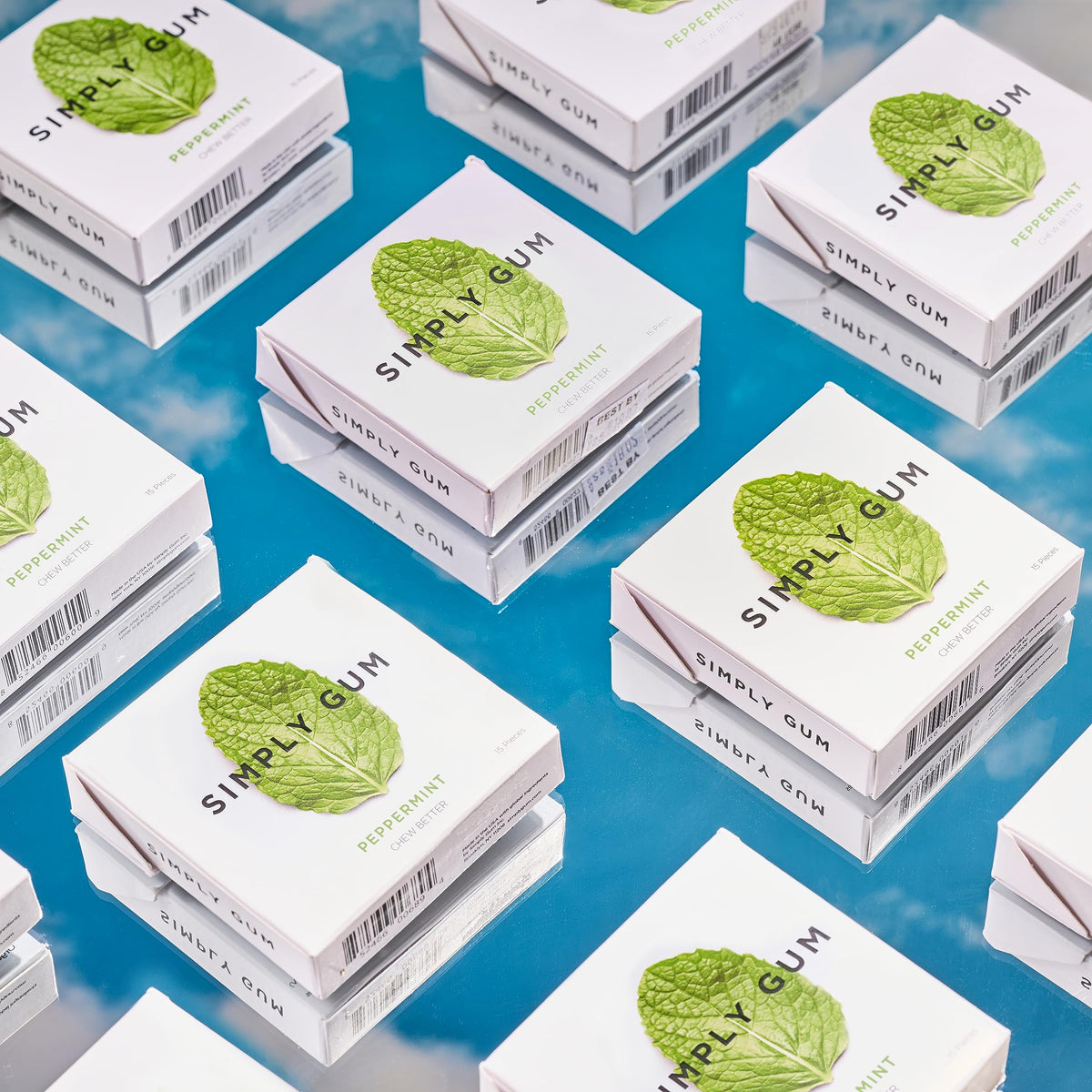 SIMPLY Gum Peppermint — Plastic-Free Natural Chewing Gum (12 Pack, 180 Pieces) | Vegan, Kosher, Non-GMO, Aspartame-Free, Sorbitol-Free