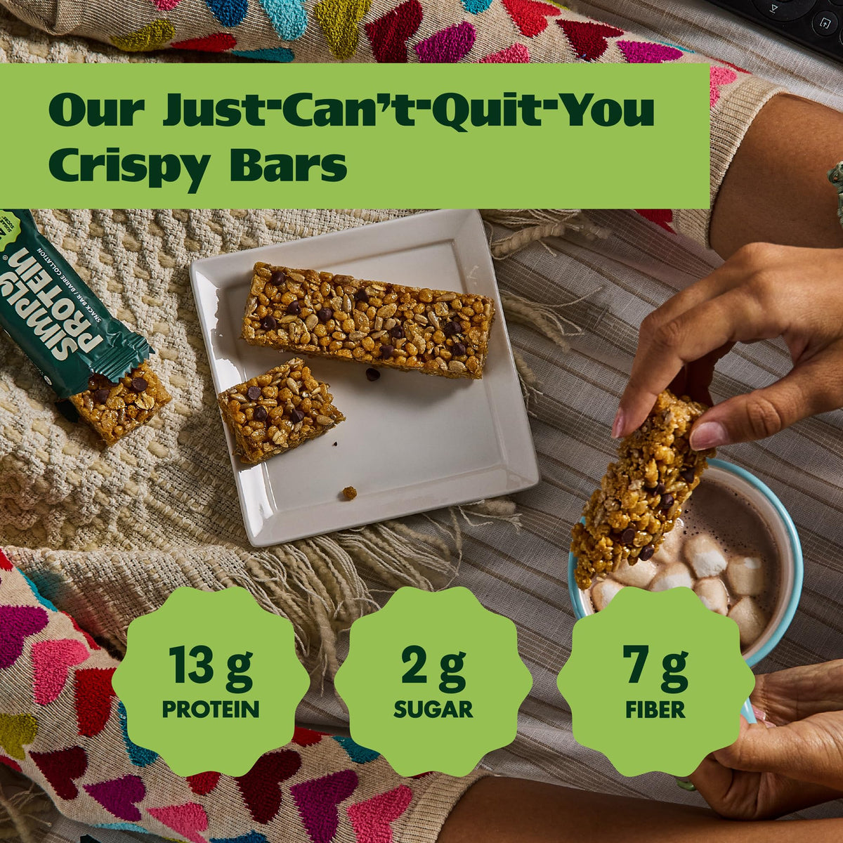 Simply Protein Dark Chocolate Almond Crispy Bars – 24 Bars | 13g Protein, 2g Sugar, 7g Fiber | Plant-Based, Gluten Free