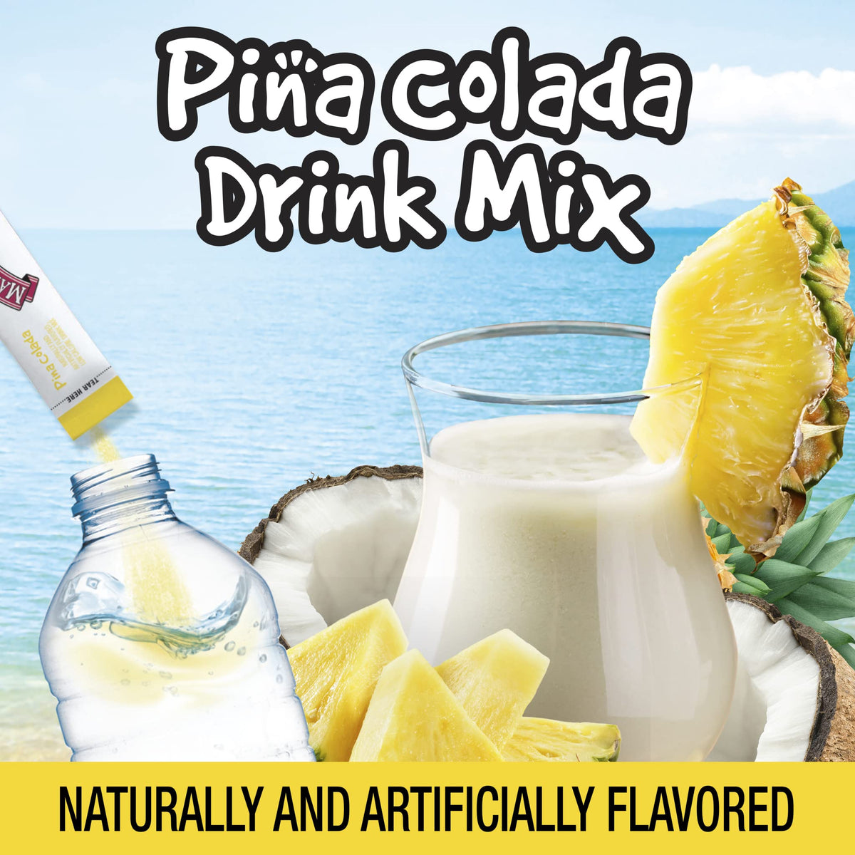 SINGLES TO GO! Margaritaville Pina Colada Drink Mix — 72 Servings, 12 Boxes, 0.65 oz Each