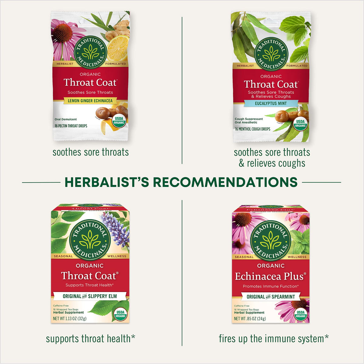 Traditional Medicinals Organic Throat Coat Tea - 96 Bags in 6 Pack