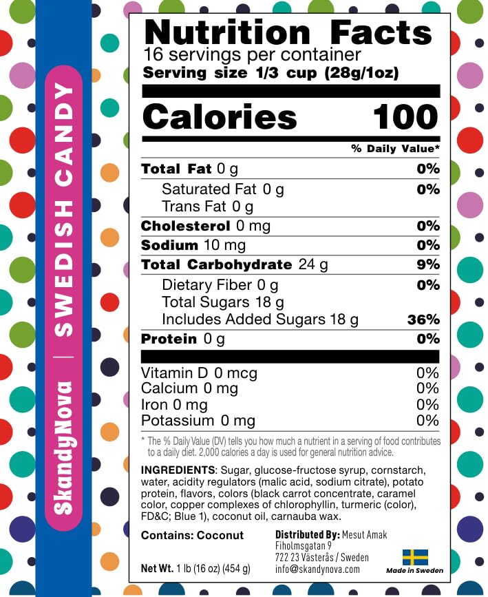 SkandyNova Bubs Swedish Candy Mix – 1 lb Foam Gummies, Assorted Shapes & Flavors
