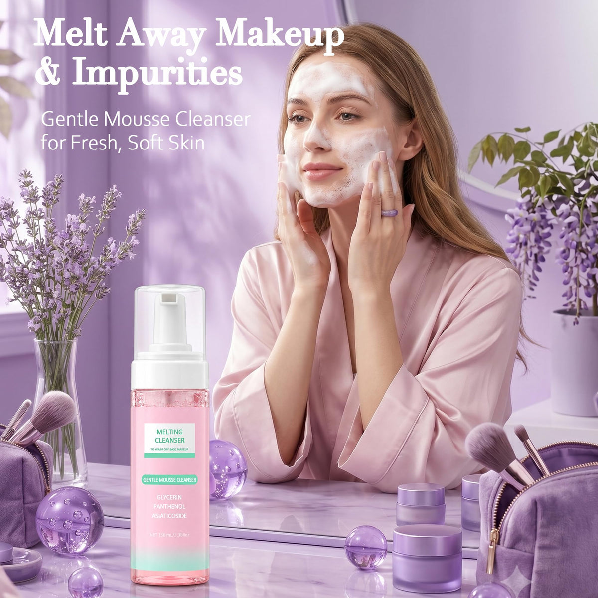Skincare Routine Set - Facial Care Kit with Cleanser, Serums, Balm & Eye Patches - Hydrating & Daily Skin Care
