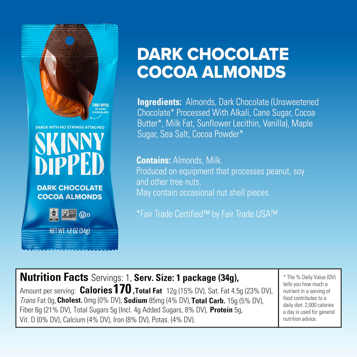 SkinnyDipped Snack Attack Almond Variety Pack – Chocolate Covered, Low Sugar, Gluten Free (15 x 1.2 oz)