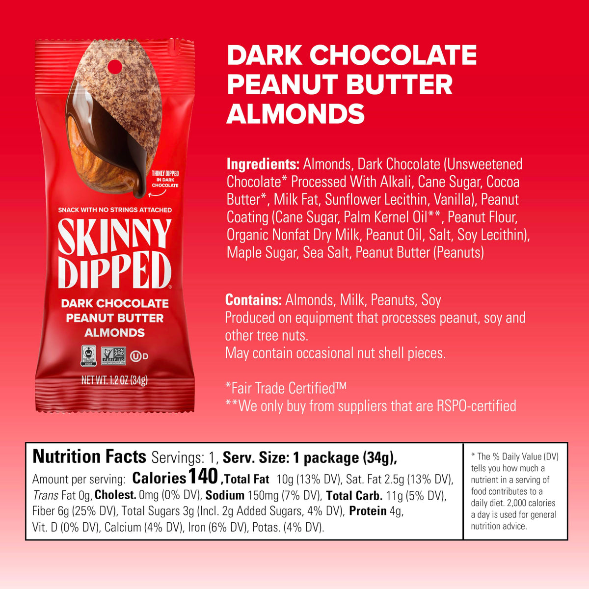 SkinnyDipped Snack Attack Almond Variety Pack – Chocolate Covered, Low Sugar, Gluten Free (15 x 1.2 oz)