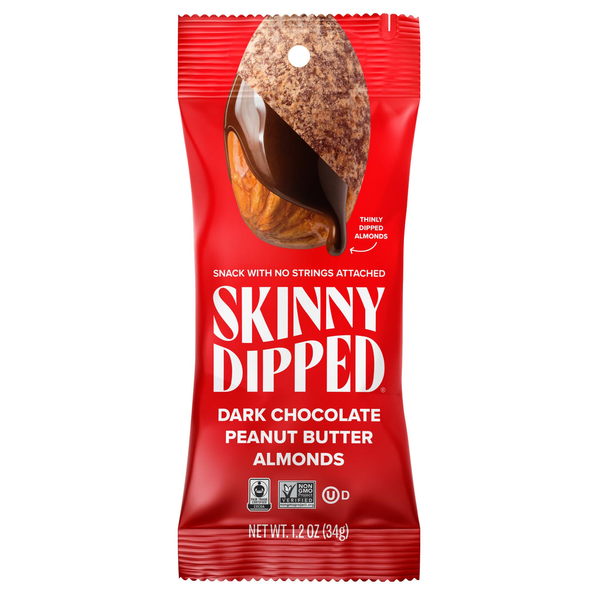 SkinnyDipped Dark Chocolate Peanut Butter Almonds — Low Sugar, Gluten Free, 15-Pack