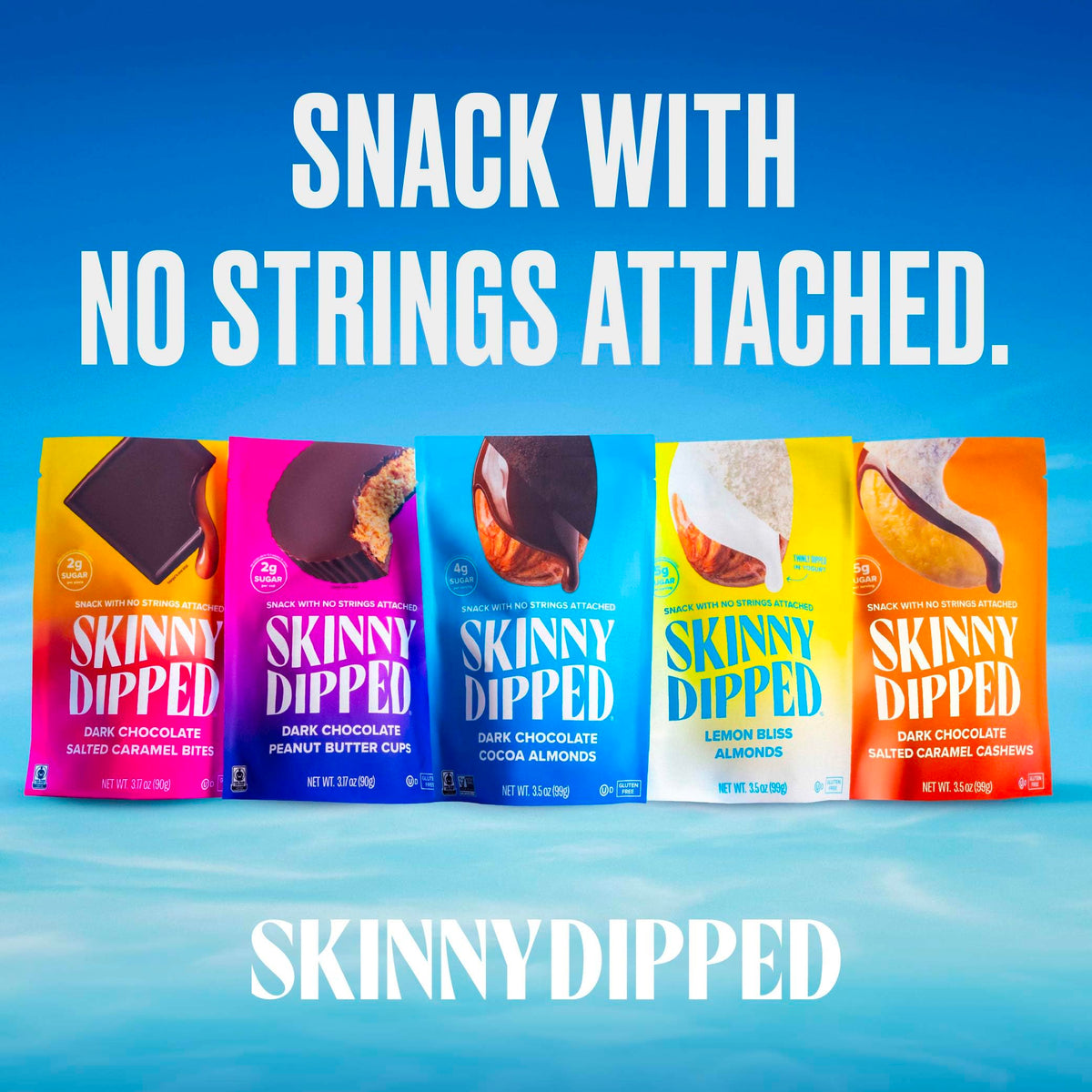 SkinnyDipped Dark Chocolate Peanut Butter Almonds – Gluten Free Plant Protein Snack, 5 x 3.5 oz Bags