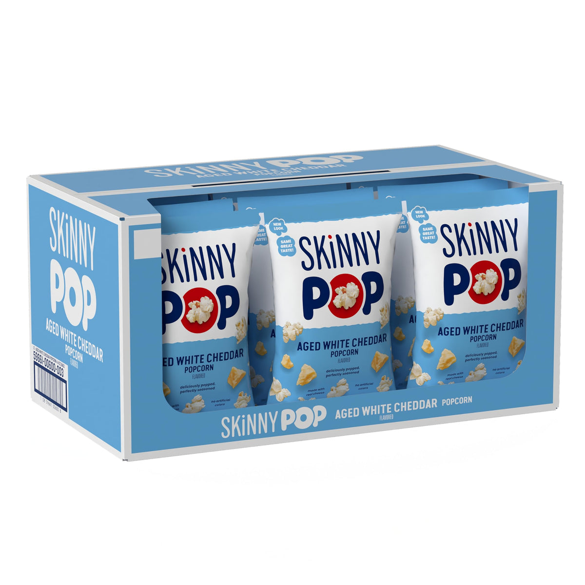 SkinnyPop Aged White Cheddar Popcorn – Real Cheese, Whole Grain Snack, 4.4oz Bags (12ct)