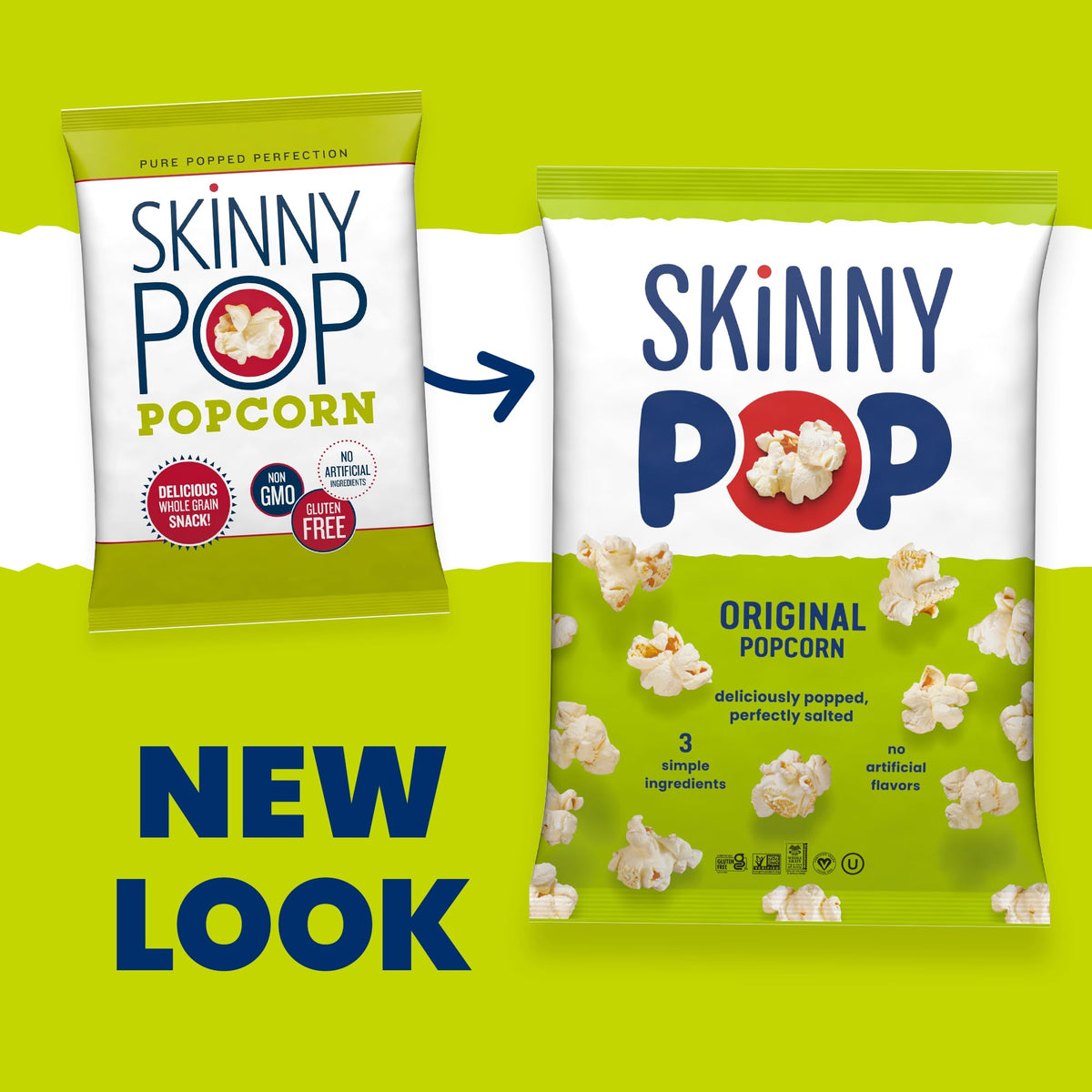 SkinnyPop Original Popcorn – Whole Grain, Dairy-Free Snack | 8oz Family Size (6ct)