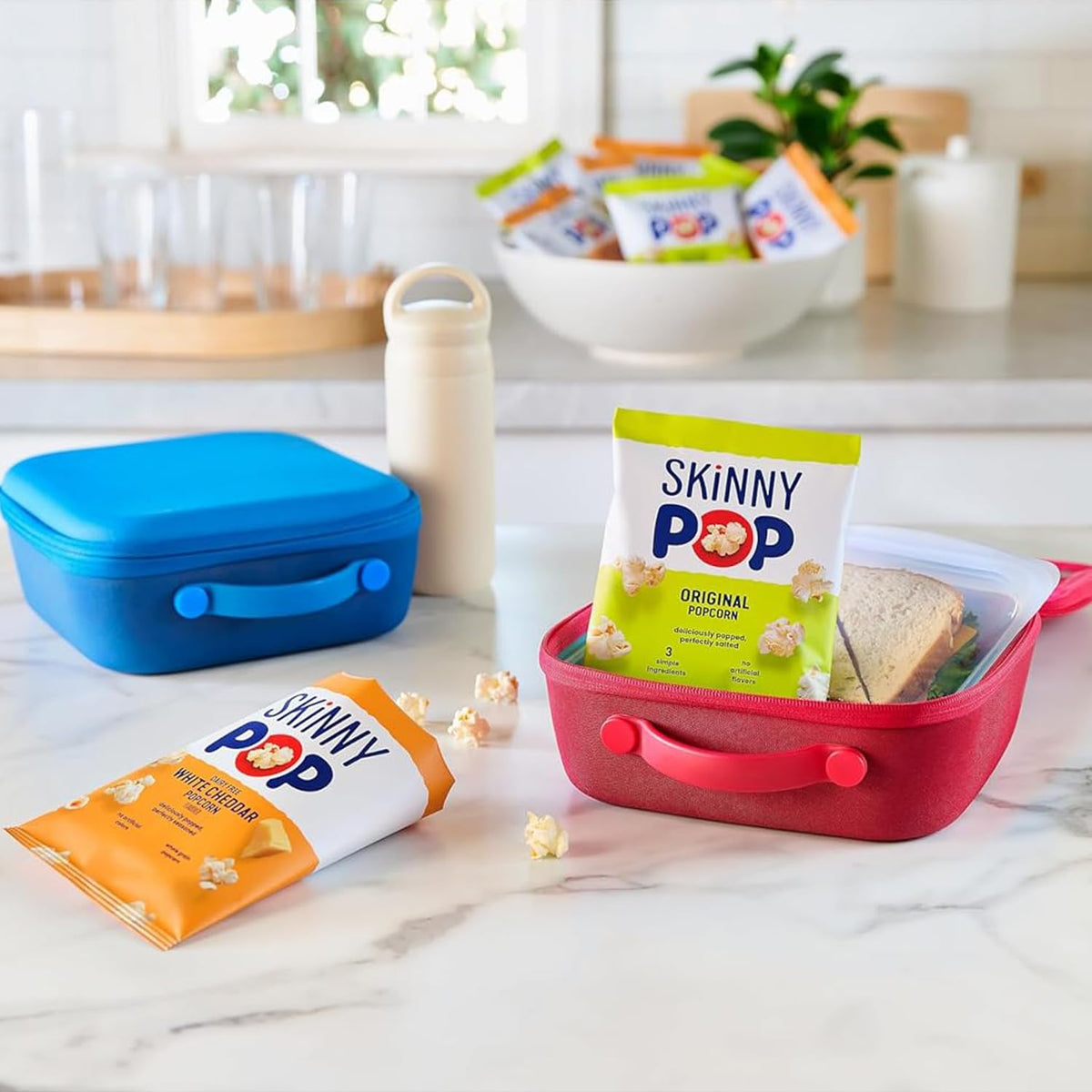 SkinnyPop Popcorn – Original & Dairy-Free White Cheddar Variety Pack, Whole Grain Snack (0.5oz, 40ct)