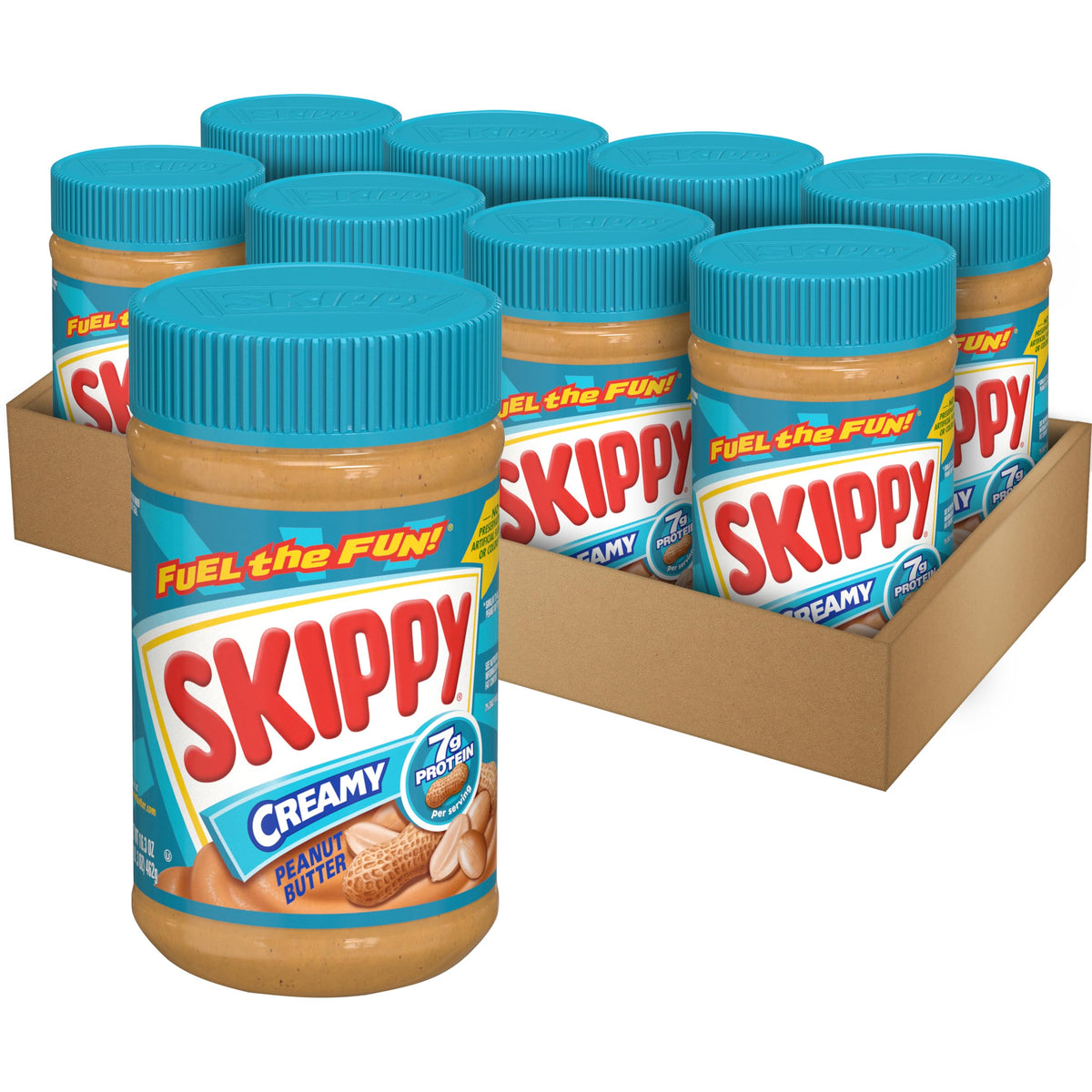 SKIPPY Creamy Peanut Butter – Eight 16.3 oz Jars | Bulk Peanut Butter