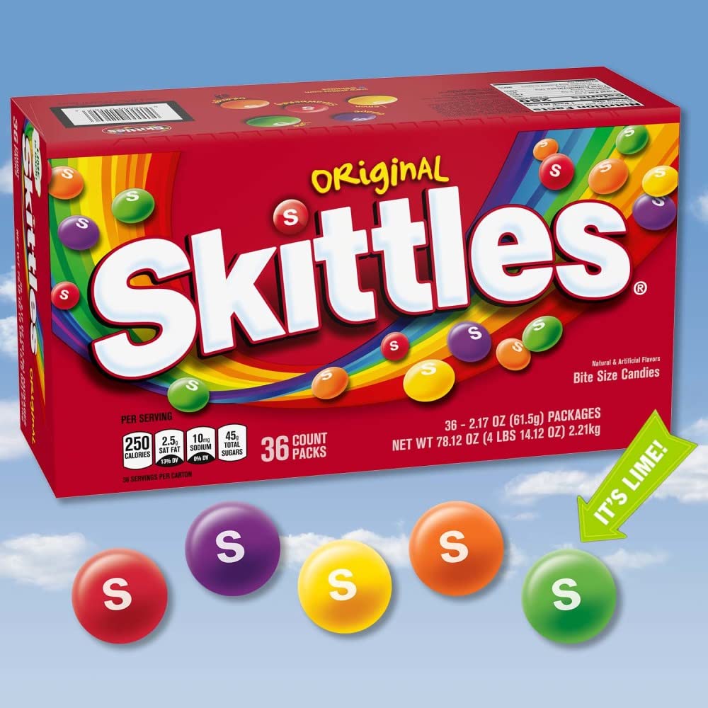 SKITTLES Original Chewy Candy – 36-Pack Bulk Box (2.17 oz each)