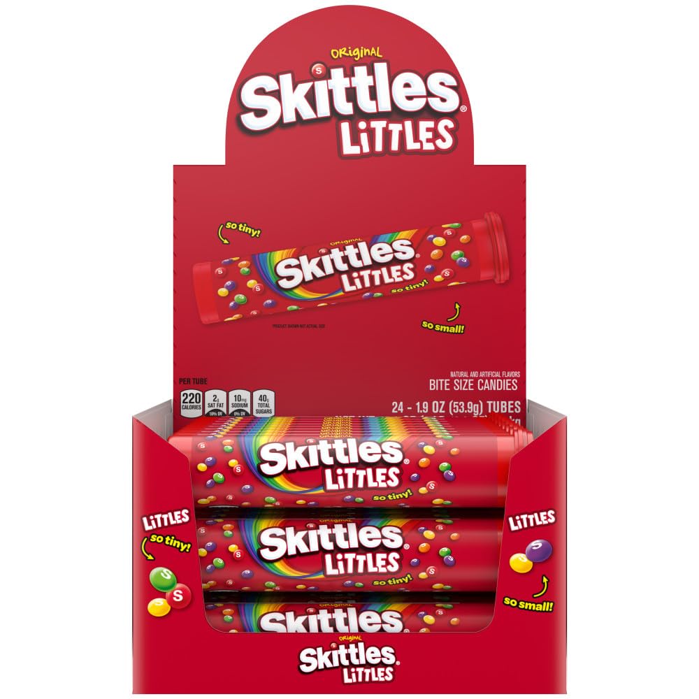 Skittles Original Littles Chewy Candy – 1.9 oz Mega Tubes (Pack of 24) | Share Size