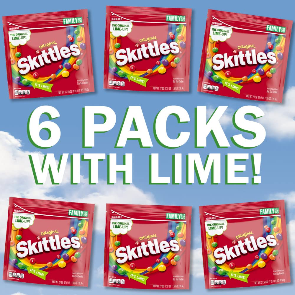 SKITTLES Original Chewy Candy Bulk Pack - 6 Bags (27.5 oz Each) for Parties