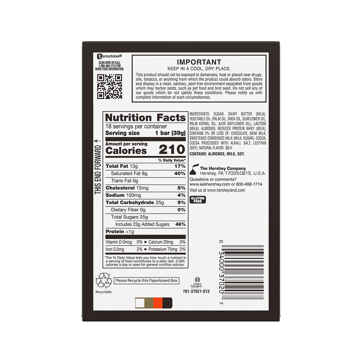 SKOR Crisp Butter Toffee and Chocolate Candy Bars – 18 Count, 1.4 oz Each