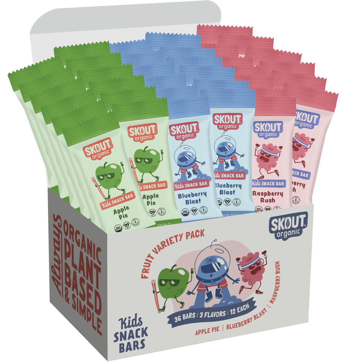 Skout Organic Real Food Bars for Kids – Fruit Variety Pack (36) | Plant-Based, Vegan & Gluten-Free