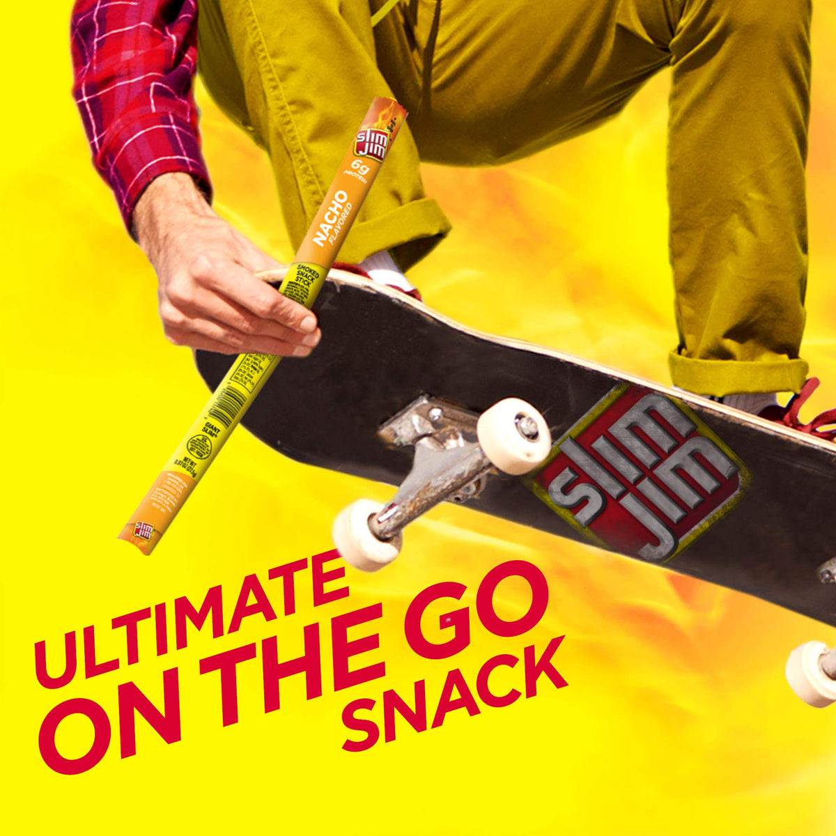 Slim Jim Giant Nacho Flavor Smoked Meat Sticks – 6g Protein per Stick, 0.97 oz (24 Count)