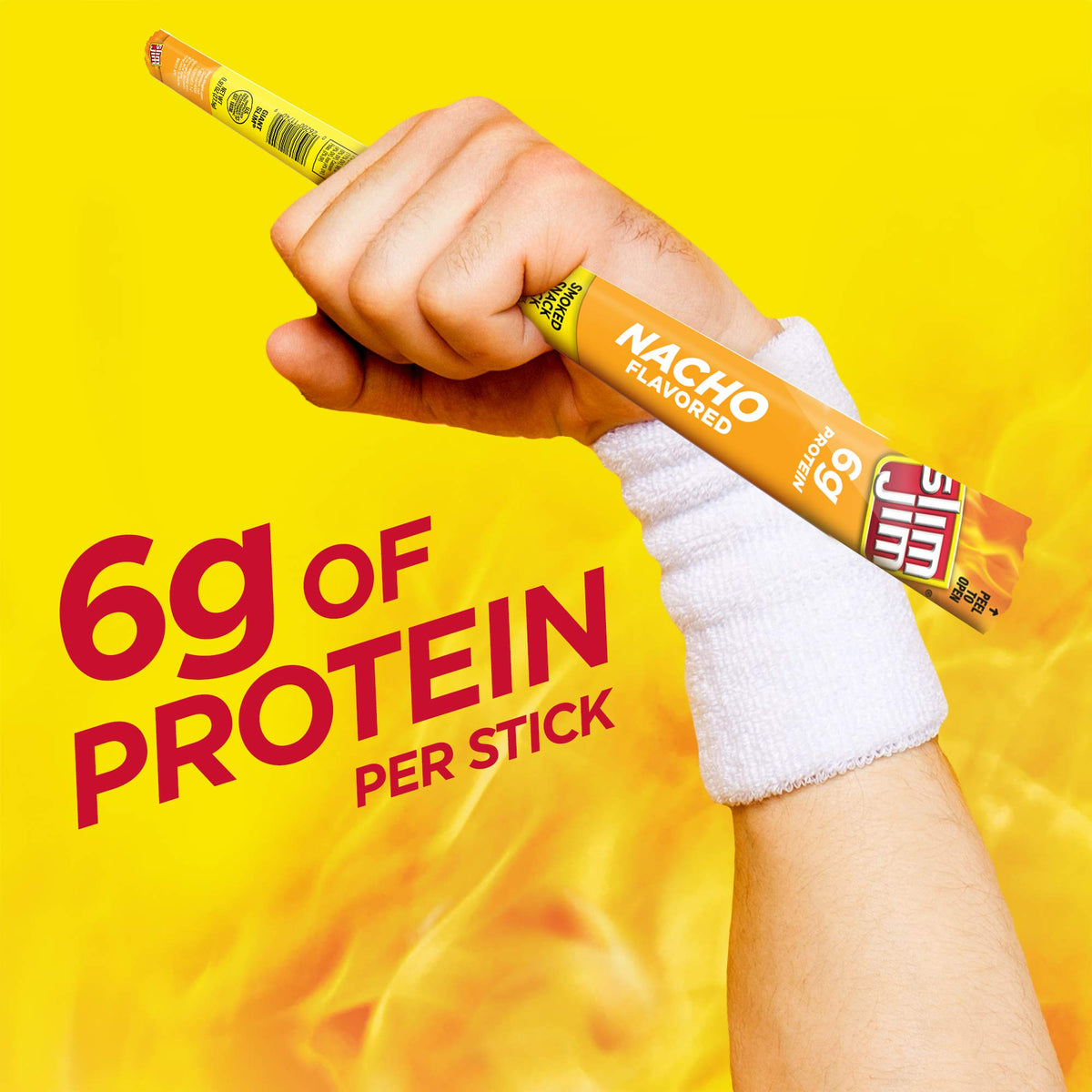 Slim Jim Giant Nacho Flavor Smoked Meat Sticks – 6g Protein per Stick, 0.97 oz (24 Count)