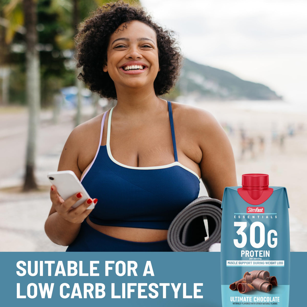 SlimFast Essentials 30g Protein Shake – Ultimate Chocolate, Ready-to-Drink, 1g Sugar, 3g Net Carbs, 25 Vitamins & Minerals | 12 Count