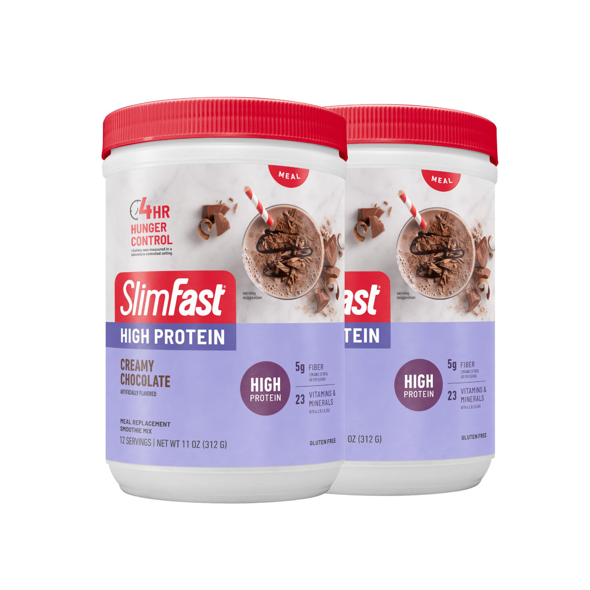 SlimFast High Protein Meal Replacement Shake Powder – 12 Servings (Pack of 2), Creamy Chocolate, Gluten Free