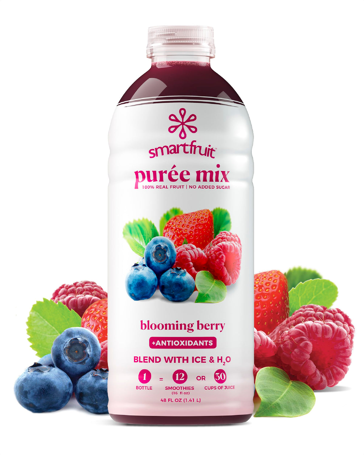 Smartfruit Blooming Berry Purée – Real Fruit Purée with Strawberries, Blueberries & Raspberries (48oz)